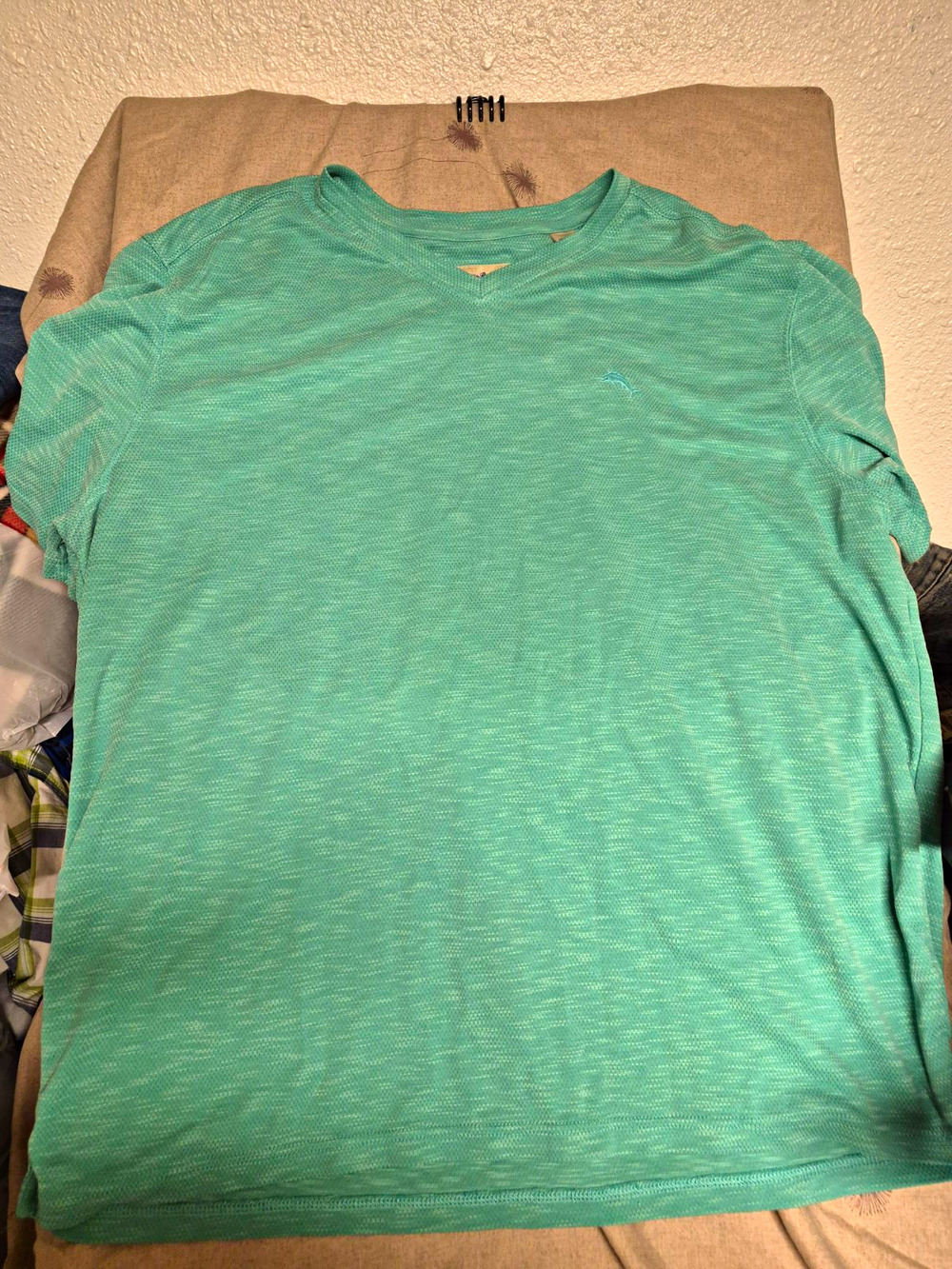 Tommy Bahama Mens 2XL Green Knit Crew Neck Short Sleeve Logo T-Shirt Solid